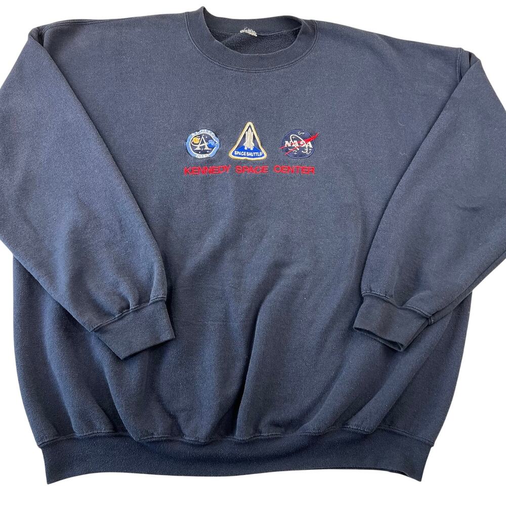 Kennedy Space Center Vintage crewneck Sweatshirt NASA Size 2XL Navy Blue - Picture 1 of 4